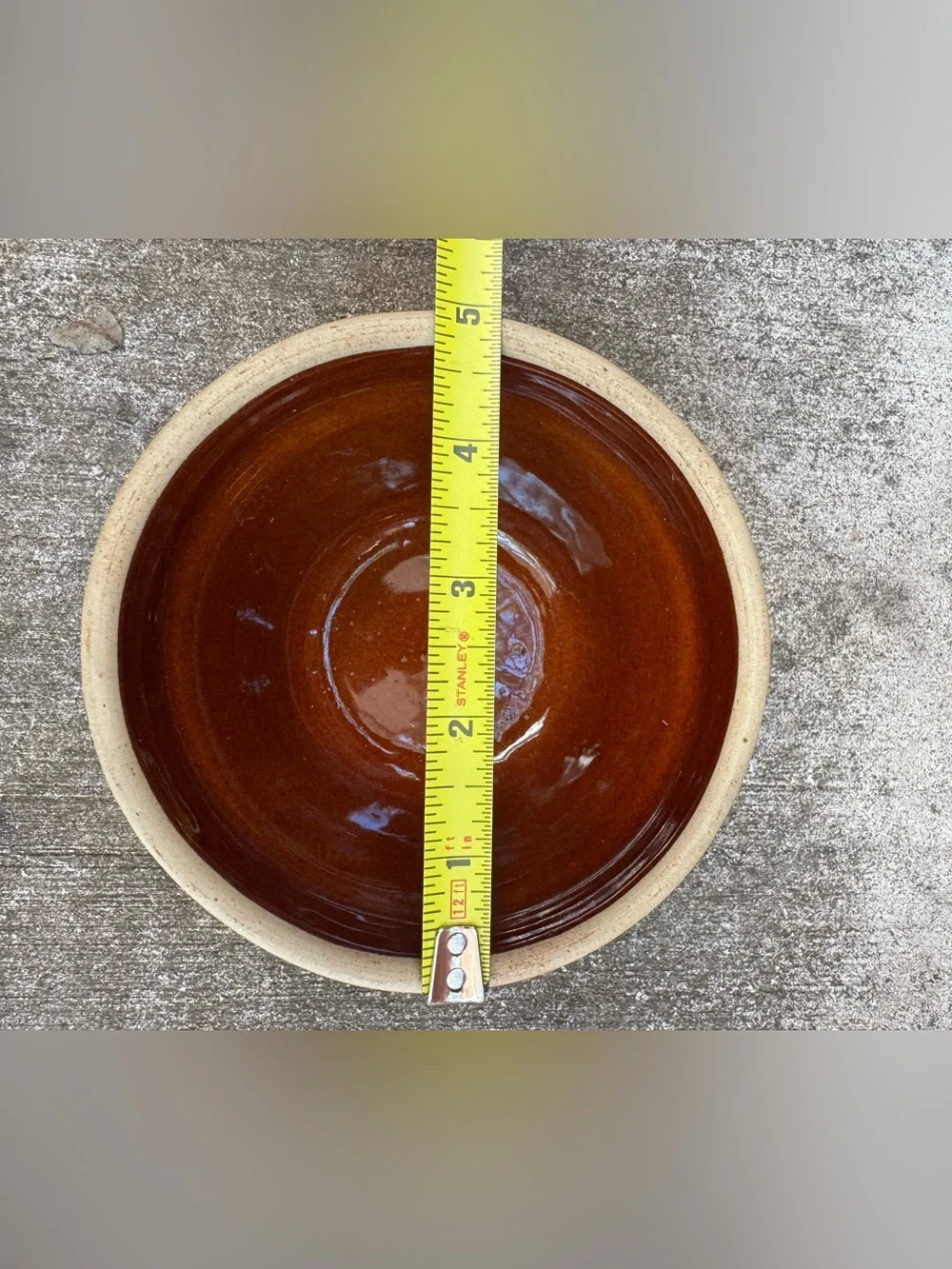 Brown Glazed Ceramic Bowl with Natural Rim